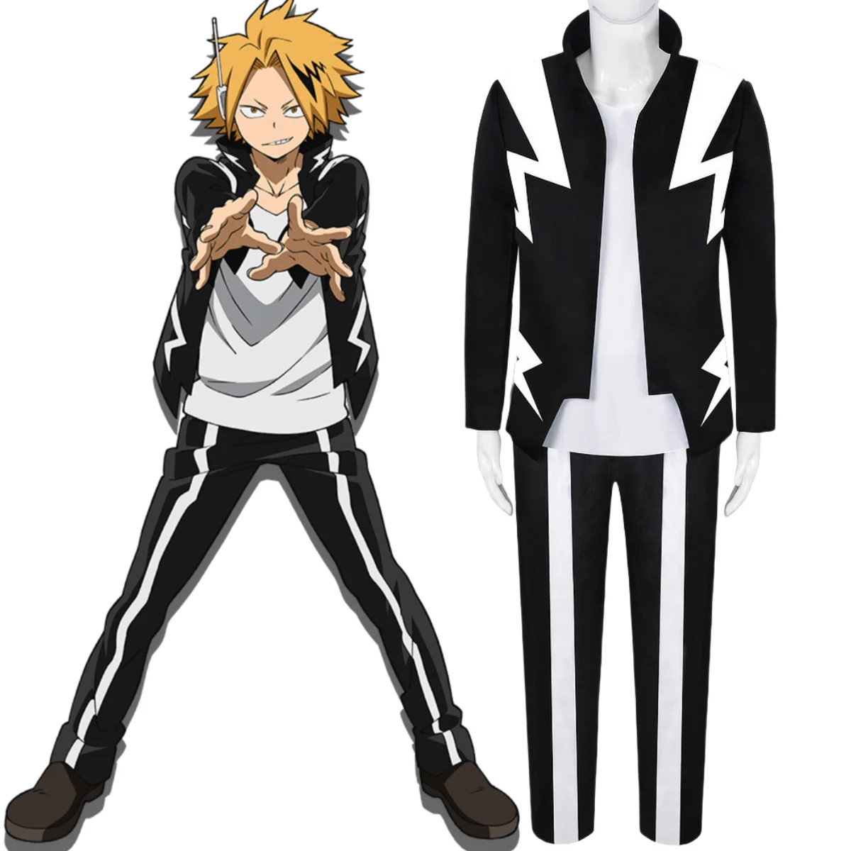 

Anime My Hero Academia Kaminari Denki Cosplay Costumes Mens Combat Set Halloween Performance Costume