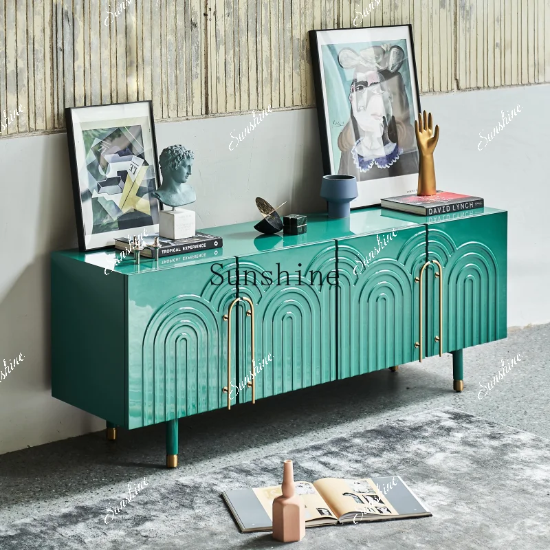 

Modern light luxury simple wall solid wood living room side cabinet hotel furniture FT