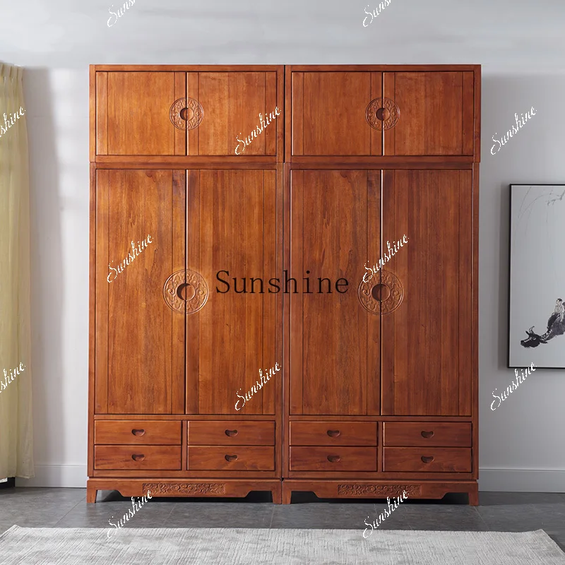 New Chinese wardrobe elm bedroom home storage assembly simple multi-functional wardrobe  FT