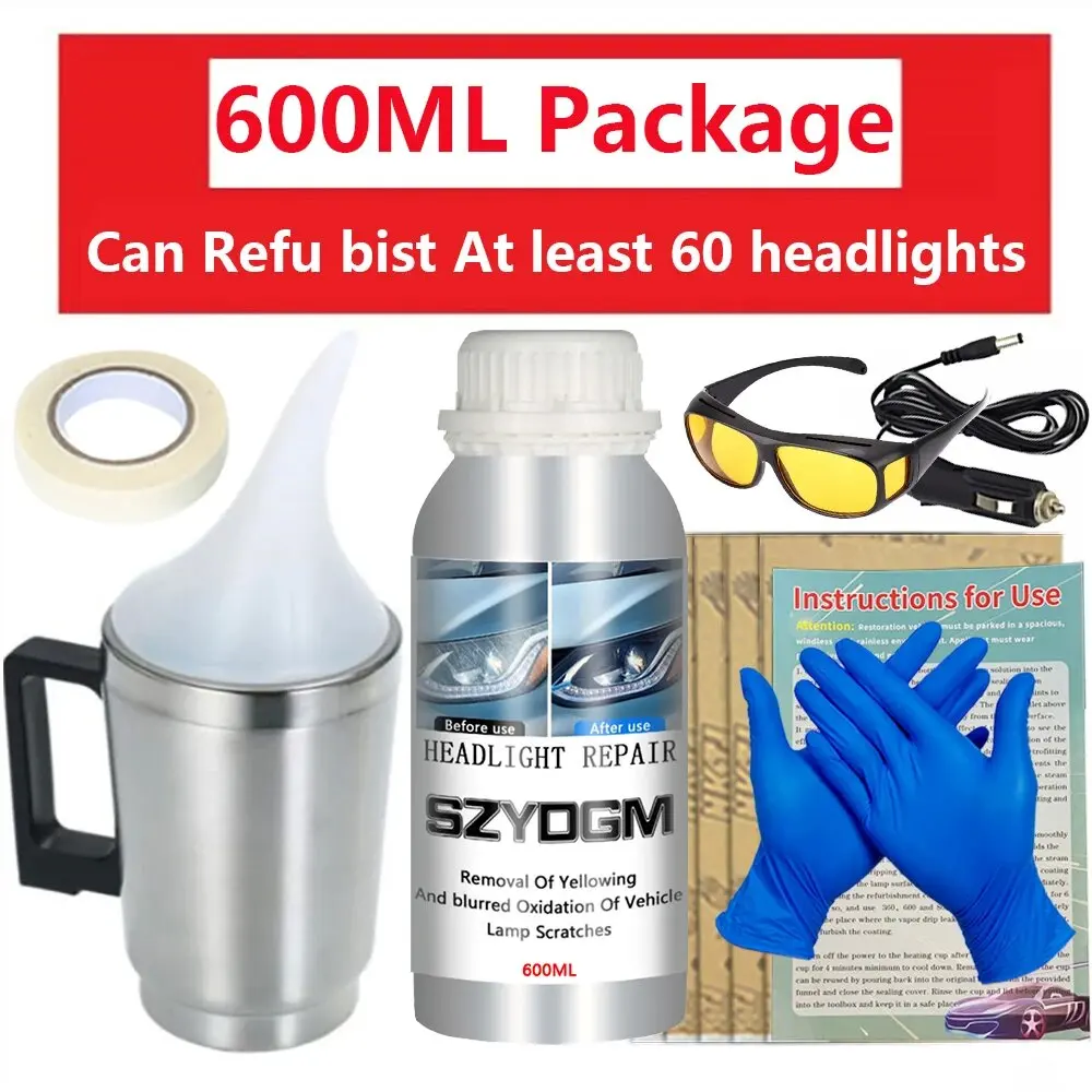 600ML Headlight Chemical Polishing Kit Headlights Liquid Polymer Repair Fluid Polishing Car Headlight Restoration Kiti