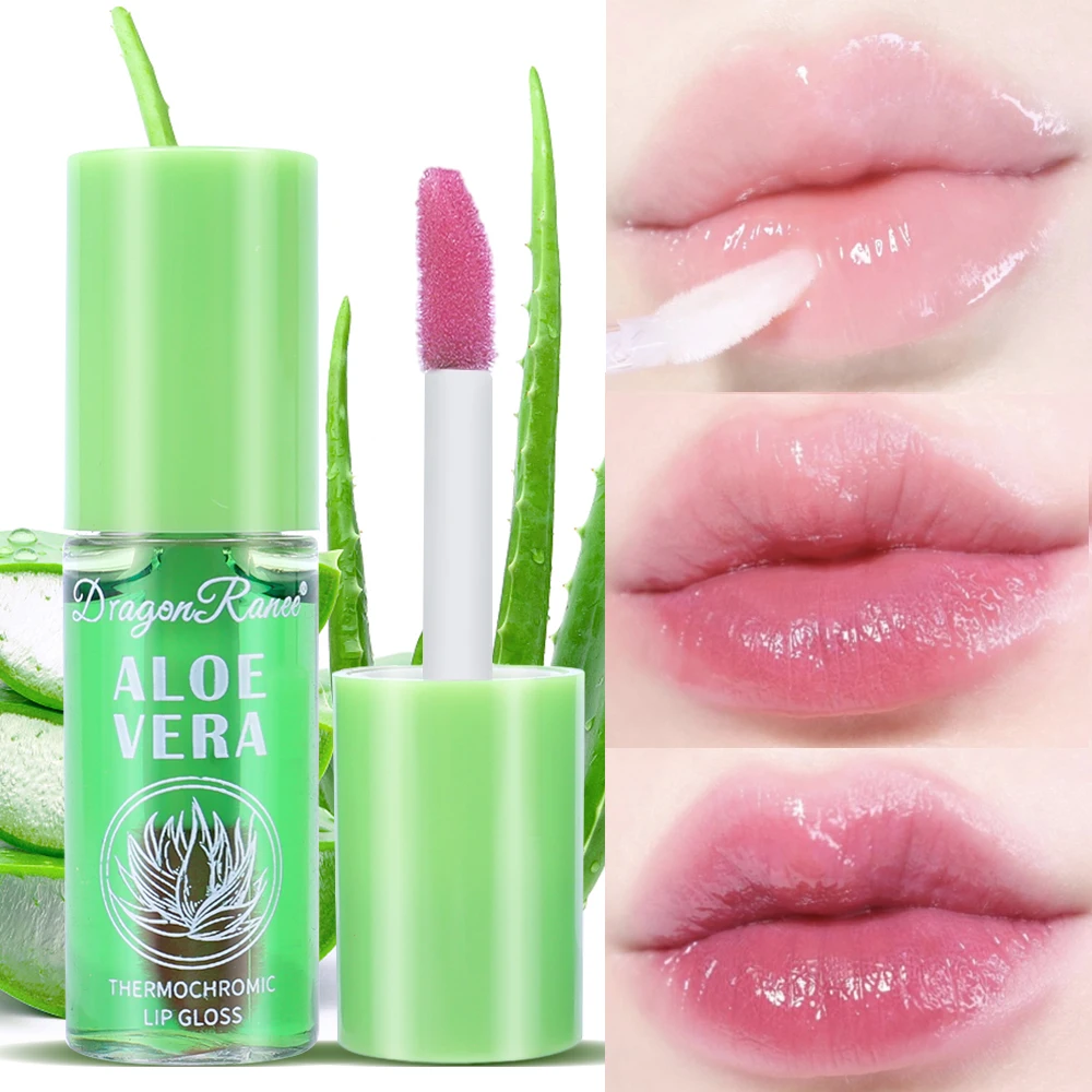 Brillo de labios que cambia de Color, duradero, no es fácil de decolorar, lápiz labial de Aloe Vera, bálsamo labial hidratante que cambia de temperatura nutritivo de Color