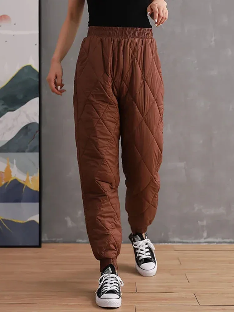 

Oversize Down Cotton Harem Pants Winter Warm Lady Ultralight Pantalones Casual Thicken Snow Baggy Trousers Jogger Sweatpants Z61