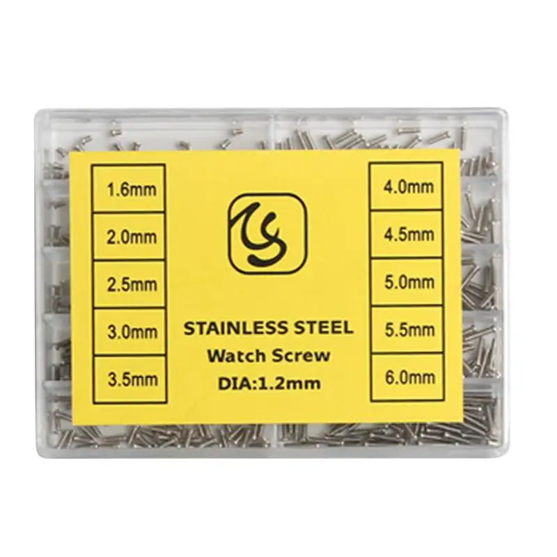 Watch Screws Replacement 500Pieces Watch Screw Tiny Metal Replacement Screw Self-Tapping Repair Electronic Screw Assortment Kit