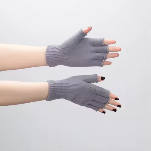 1pair Black Short Half Finger Fingerless Knit Wrist Glove Winter Warm Stretch Work Gloves for Women and Men Cycling Accessories - Image 9