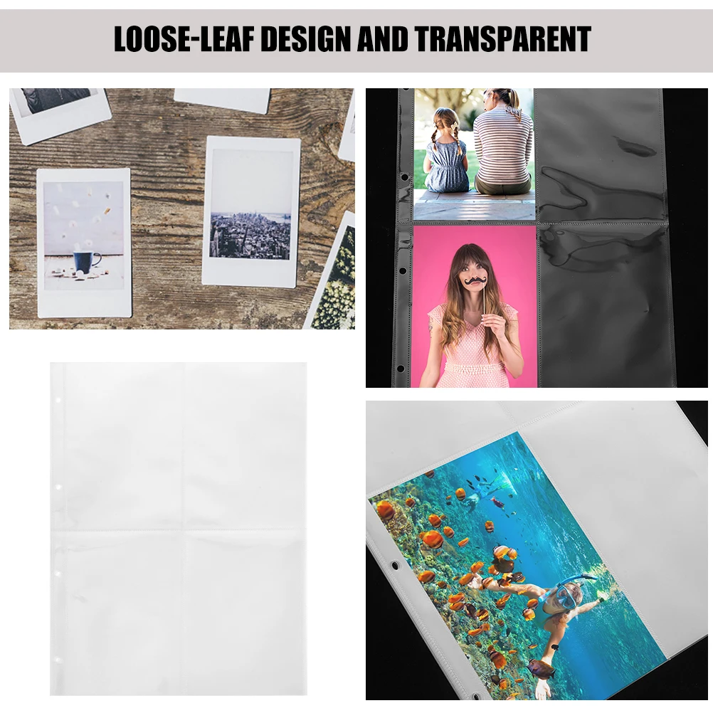 

20 Sheets A4 Loose Leaf Photo Album Clear Pages Postcard Sleeves Binder Refills Pp Photo Book Pages Sheet Protectors