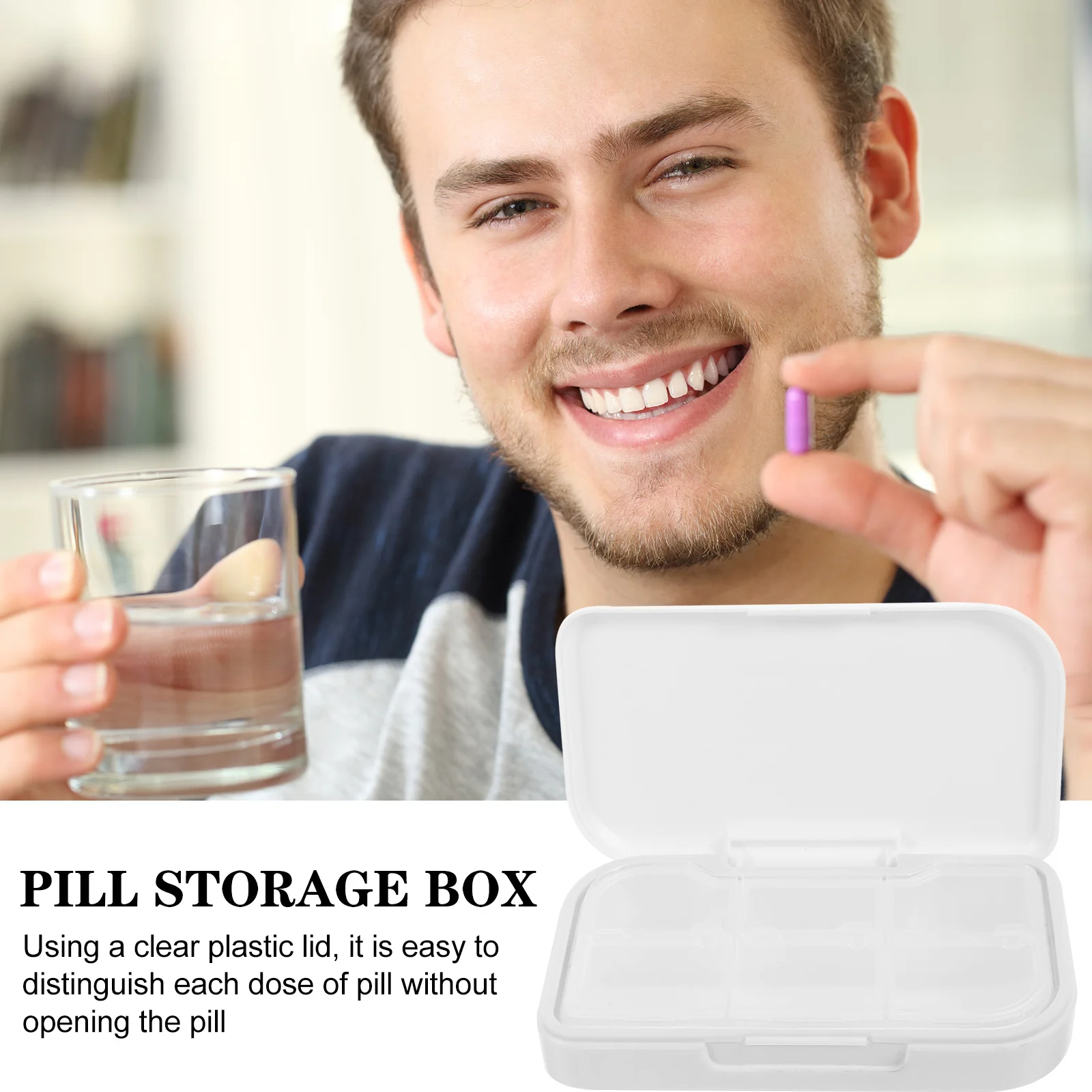 

2Pcs Medicine Holder 6 Compartments Portable Pills Organizer Multi-Grid Storage Case Travel Tablet Dispenser Daily Use Anti-Wet