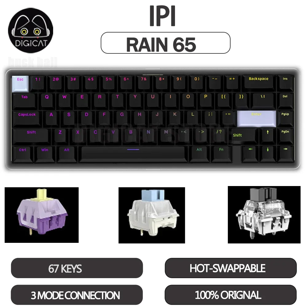 

IPI Rain 65 Mechanical Keyboard Rain65 Custom Magnetic Switch Keyboard 67keys Hot Swap Rgb Backlit Aluminum Gamer Keyboards Gift