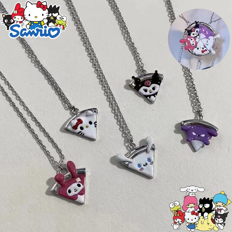 

Sanrio Kawaii Hello Kitty Necklace Magnetic Sister Pendant Anime Characters Kuromi Cinnamoroll Couple Fashion Best Friends Gift