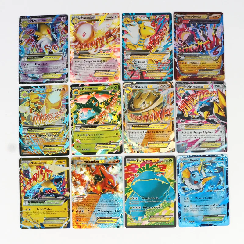 Pokémon TCG-tarjeta de batalla escarlata y violeta, Charizard EX GX TAG MEGA, versión francesa DIY, 100 piezas