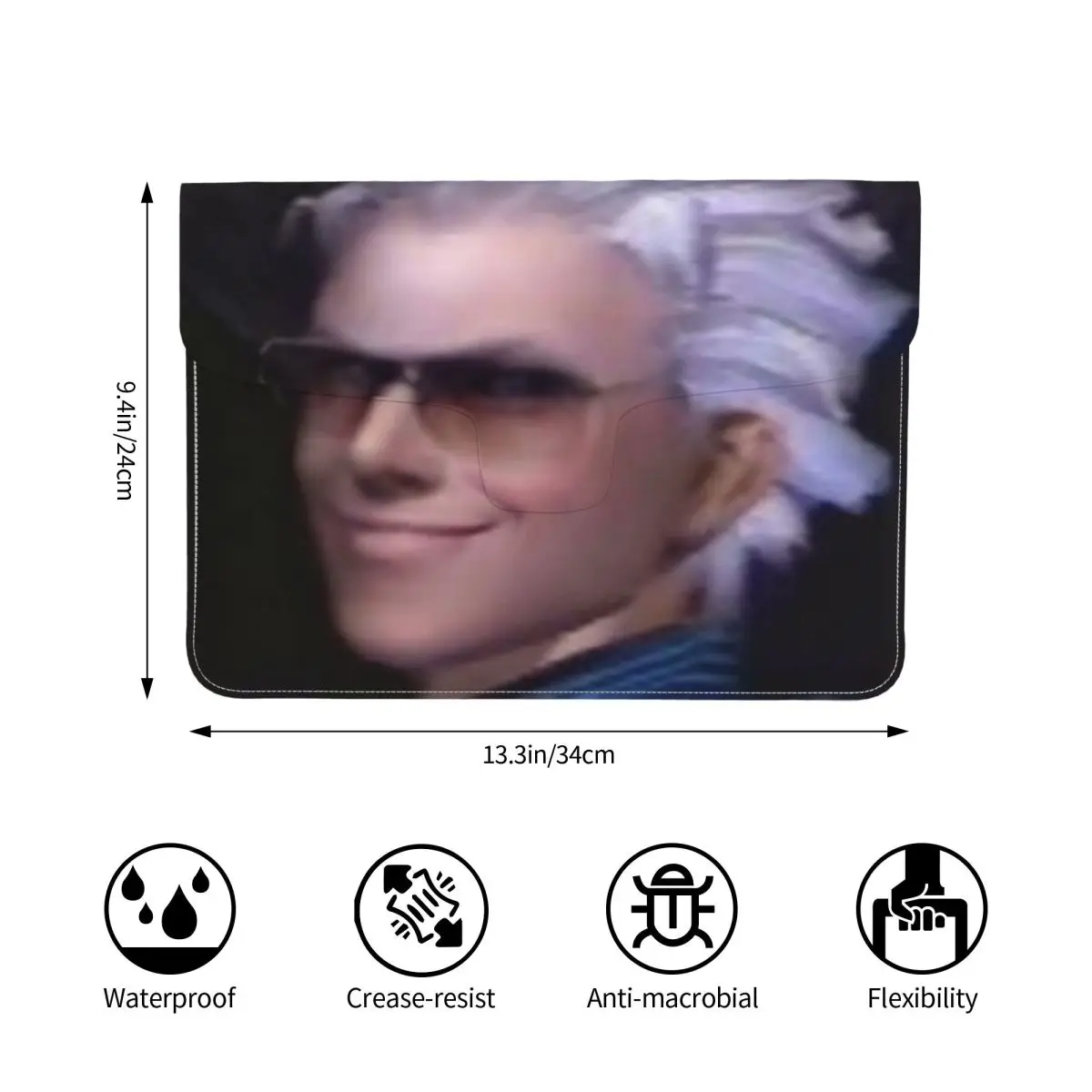 Vergil From The Devil May Cry Seri PU Leather Horizontal Laptop Sleeve Shockproof Soft Lining Notebook Case 13 Inch