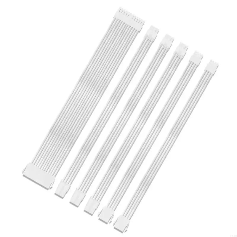 Modular Power Extension Cable Set for Computer Case 24Pin PCIE 3x6+2Pin 8Pin CPU 2x4+4Pin Power Connectors Black 