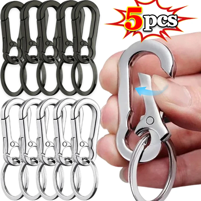 

1-5pcs Gourd Buckle Keychains Climbing Hook Stainless Steel Car Strong Carabiner Key Chain Metal Waist Hanging Key Ring Clips