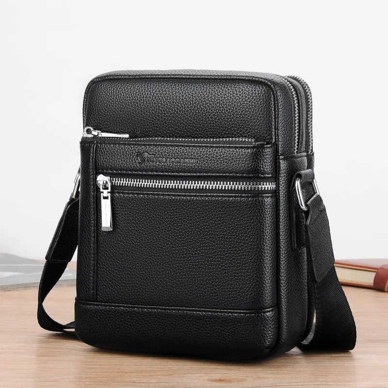 Business Men's Pack Shoulder Bag PU Leather Fashion Waterproof Multi-layer Mens Crossbody Bag for Men