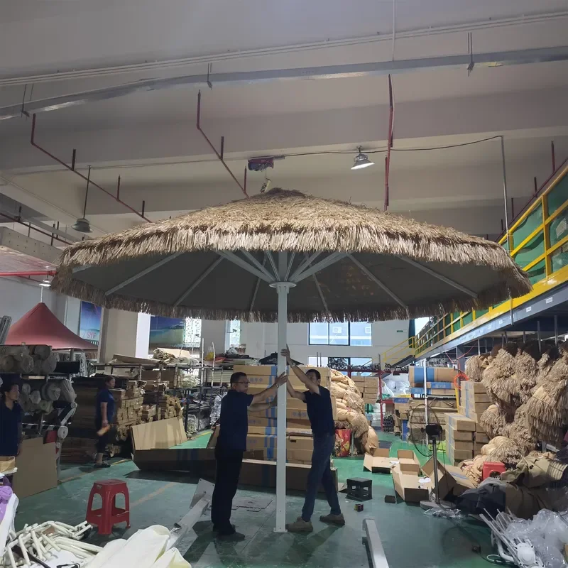 Huge Thatch Beach Umbrella Outdoor Furniture Large Parasol Grass Beach Seagrass Synthetic Thatch Roof Patio bar Umbrella