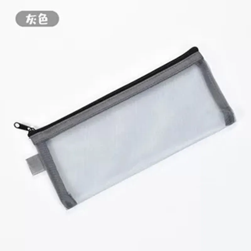 New Simple Transparent Mesh Cosmetic Storage Bag Clear Zipper Pencil Case Nylon Makeup Pouch Portable Travel Toiletries Handbag