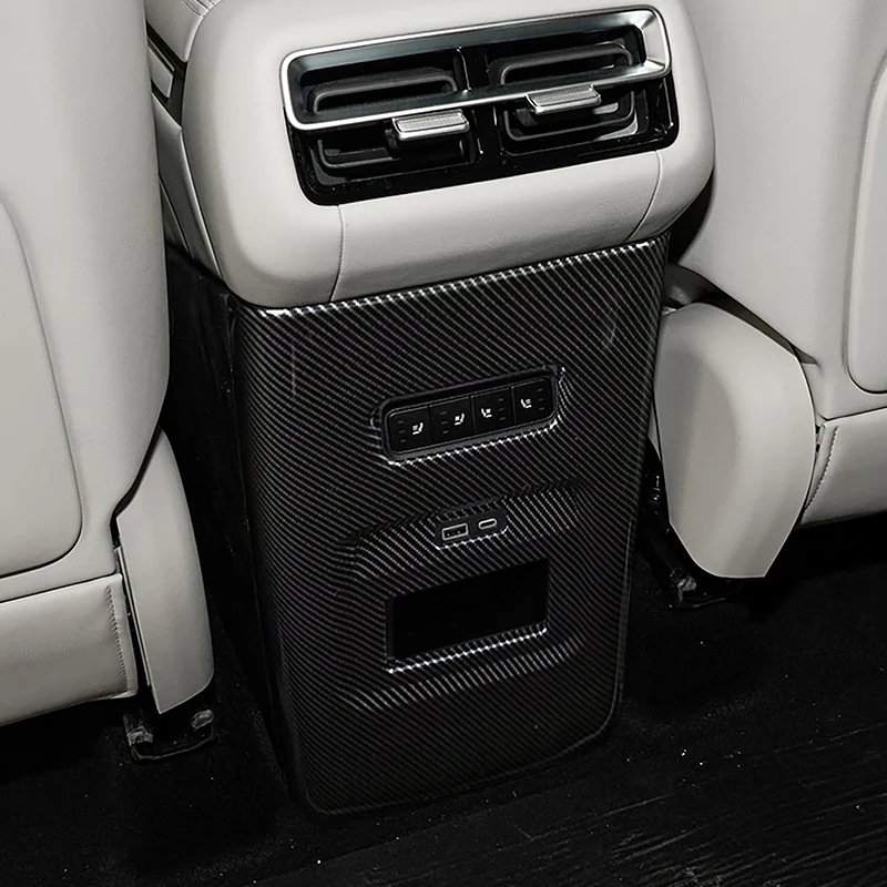 

Цвет углеродного волокна, задняя розетка кондиционера, декоративная панель, накладка для BYD Tang 2025, автомобильный Стайлинг, аксессуары для интерьера