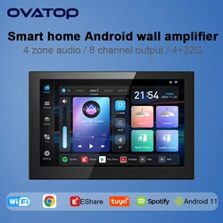 Smart home Android 11 system 4 zone audio  4+32G TUYA controls panel 8 inch touch screen bluetooth music player