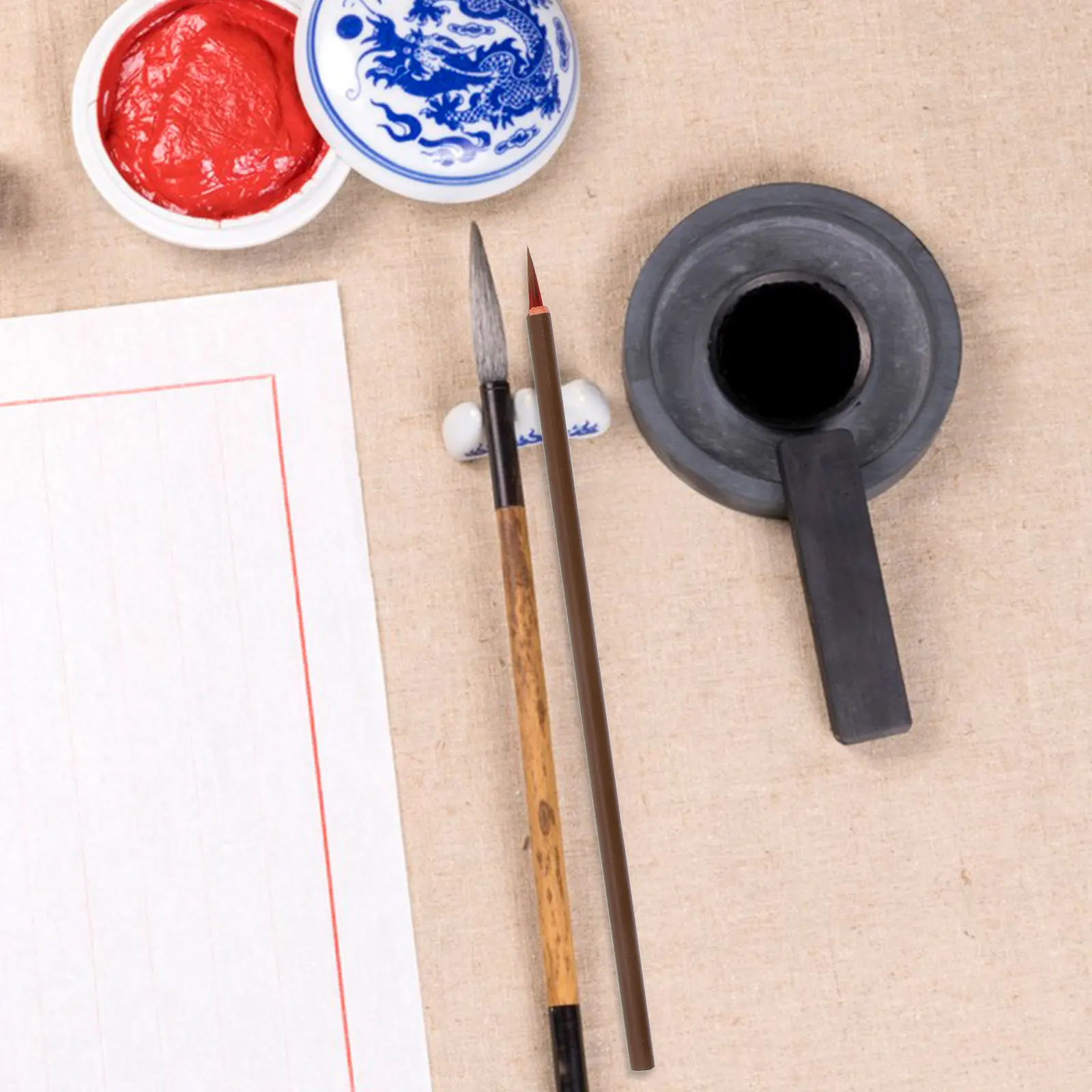 10Pcs Fly-Head Chinese Calligraphy Brush Sturdy Professional Writing Brush for Students Artists Ink Painting Calligraphy Art