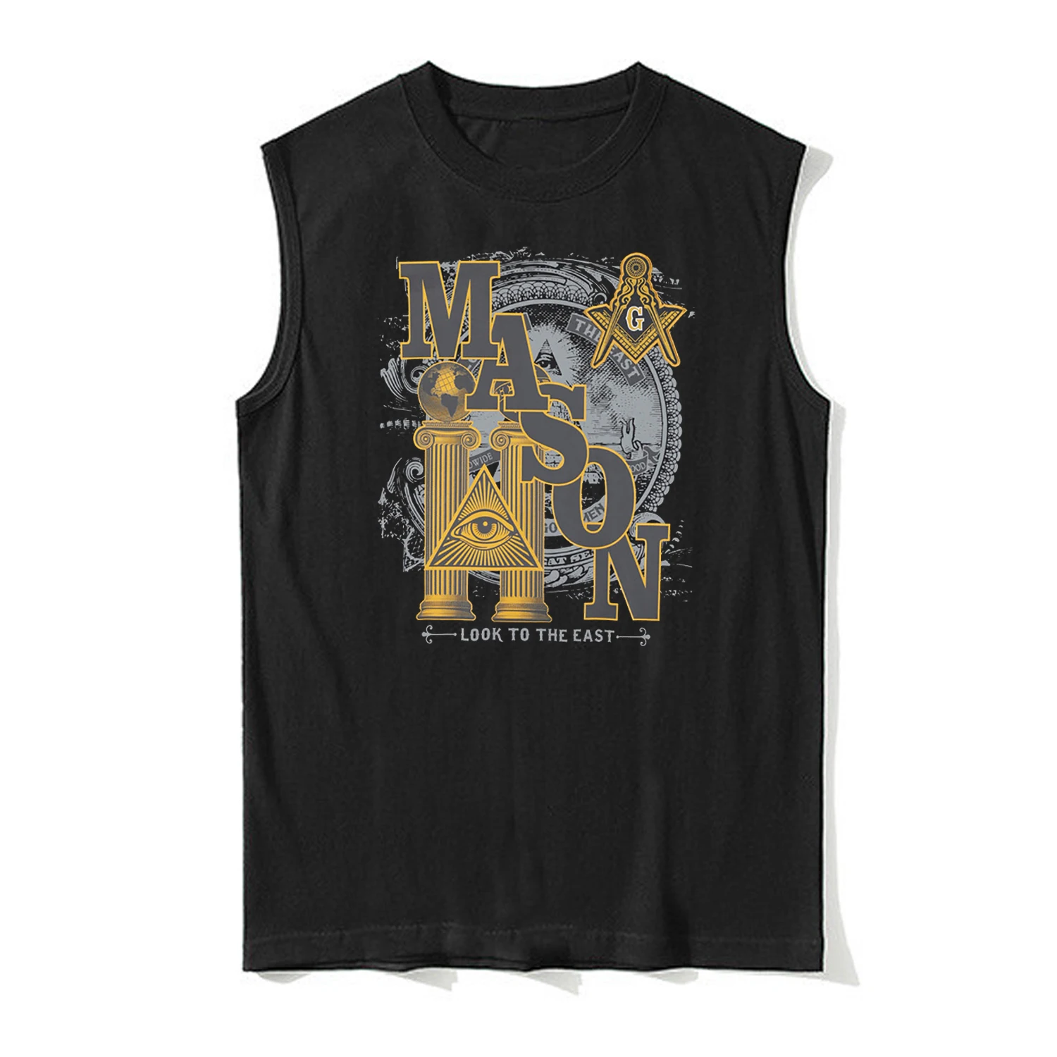 Retro Illuminati Freemason Prince Hall Mason Masonic Tank Top 100% Cotton O-Neck Casual Mens Vests Sleeveless T-shirt Streetwear