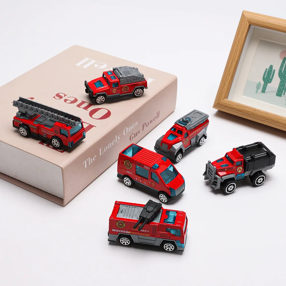 Hot selling alloy car toy model sliding fire truck engineering vehicle racing alloy car set 1:64