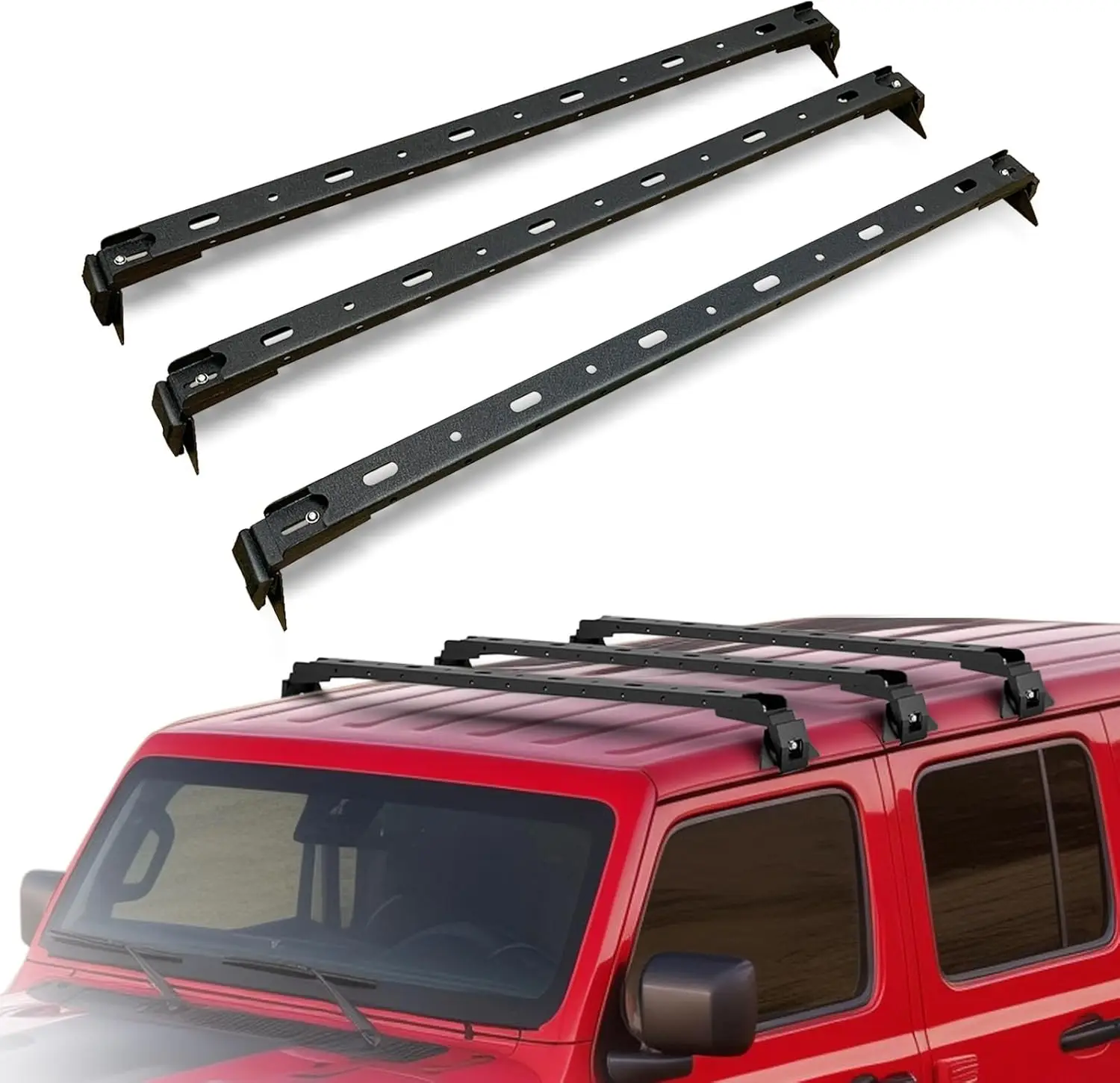 

Universal Roof Rack Cross Bars for Jeep Wrangler JK JL JT & Cherokee XJ, 400 LBS Capacity, Hardtop Compatible (3 PCS)