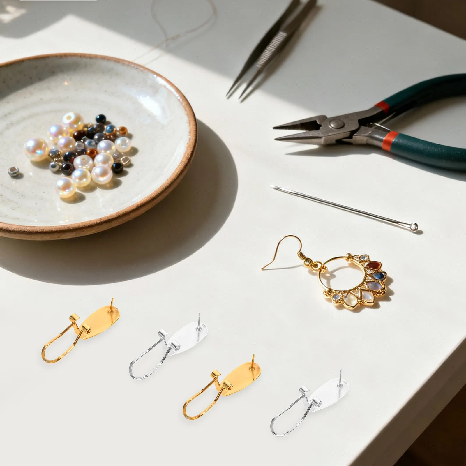 

40Pcs Oval French Earring Hooks Copper Flat Pad Studs Lever Back Clasps Secure Comfortable DIY Jewelry Making Supplies