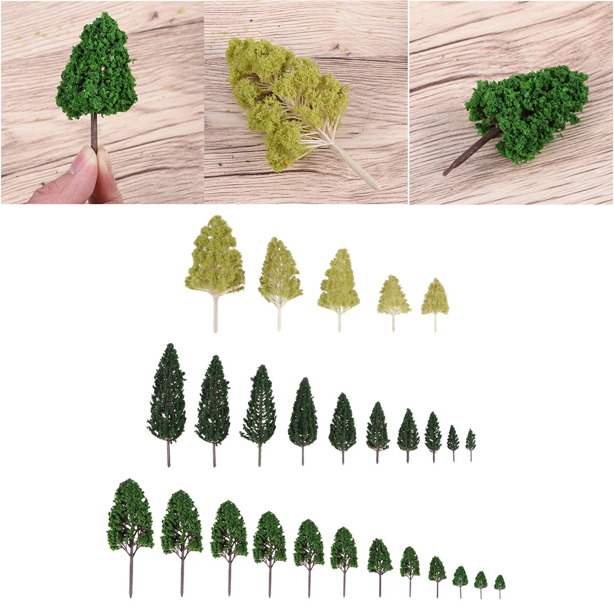 22 Pcs Train Miniature Model Railway Small Plants Scenery Tree Component Architecture Landscape Border