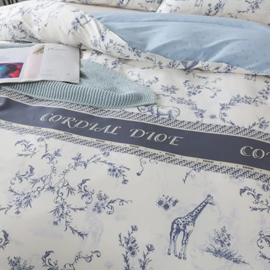 

Duvet Cover Size, 3 Pieces 100% Cotton Floral and Animal Pattern Botanical Farmhouse Style Duvet Cover Set, Botanical Vintage W