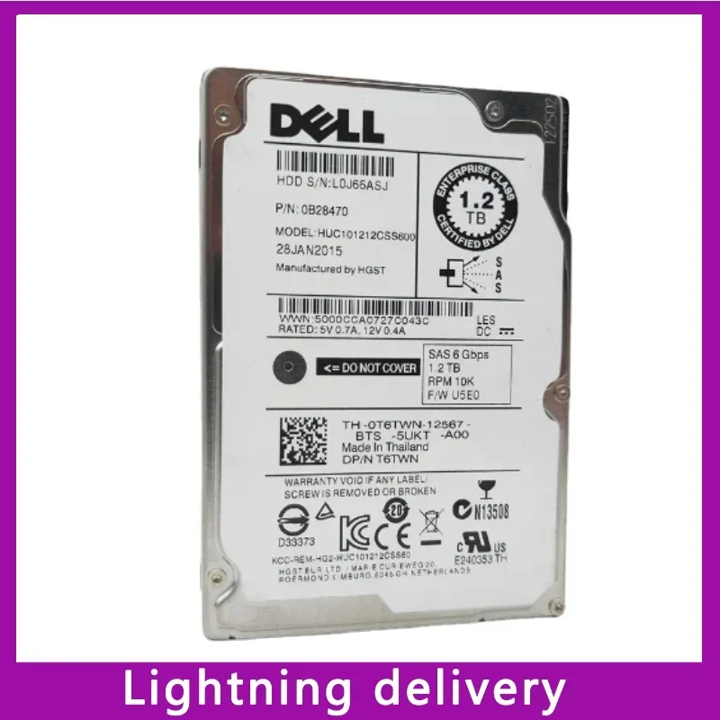 

Для Dell 1,2 TB 6G 10K 2,5 "SAS 0T6TWN T6TWN HUC101212CSS600 HDD жесткий диск 98% Новый