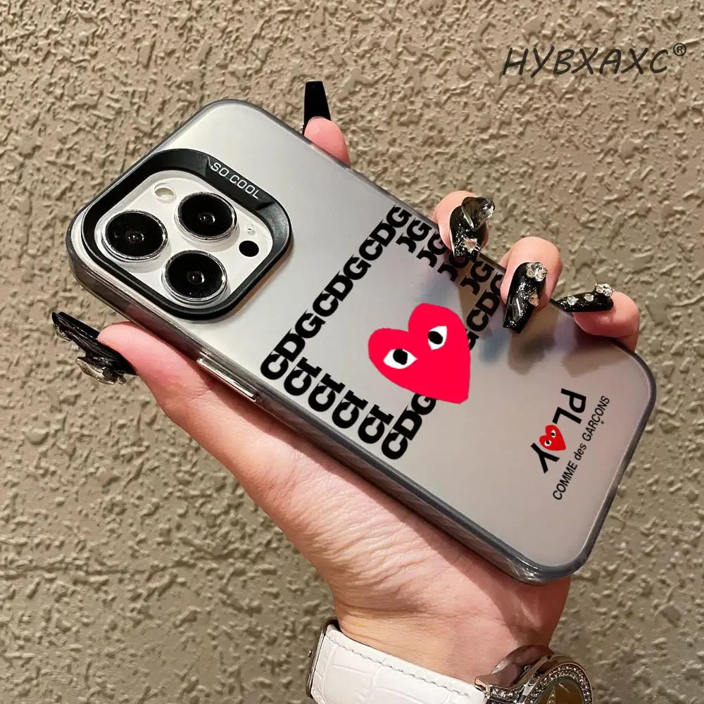 Capa de Telefone HD C-CDG Play Heart, Capa Transparente Macia com 6 Corações Vermelhos, Compatível com iPhone 17 16/15/14/13 Pro Max, Materiais em Alta Venda