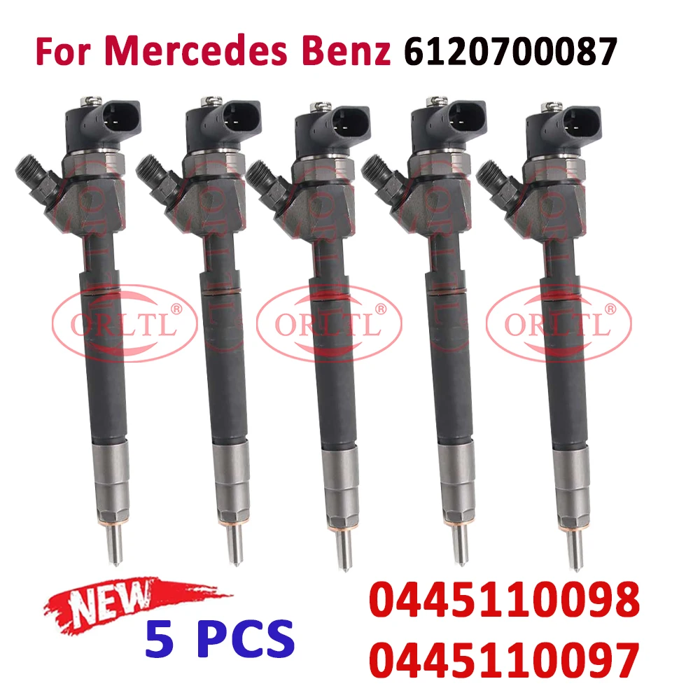 5 PCS NEW 0445110098 Diesel Injector 6120700087 0445110097 Fuel 0986435039 for MERCEDES BENZ MB 6120700087 ORLTL 0 445 110 098