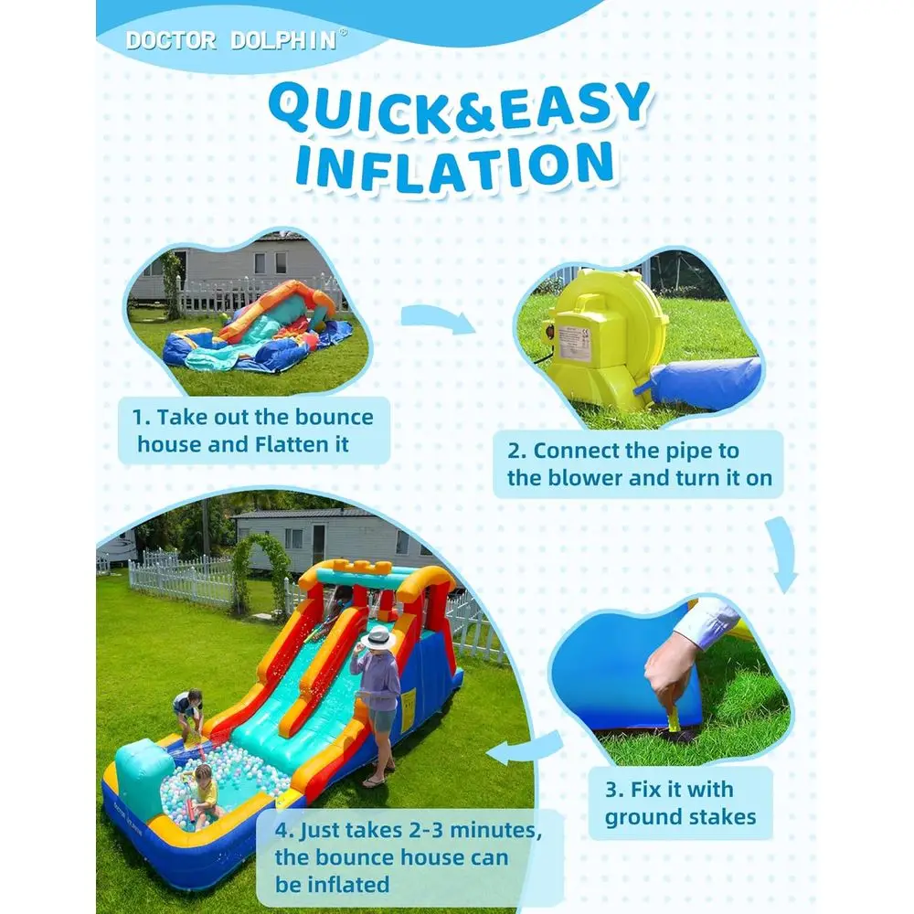 大きなお子様向けのプール付きバウンスハウス・インフレータブルウォータースライダー、子供用裏庭ウォータースライダー、インフレータブルウォーターパークダブル