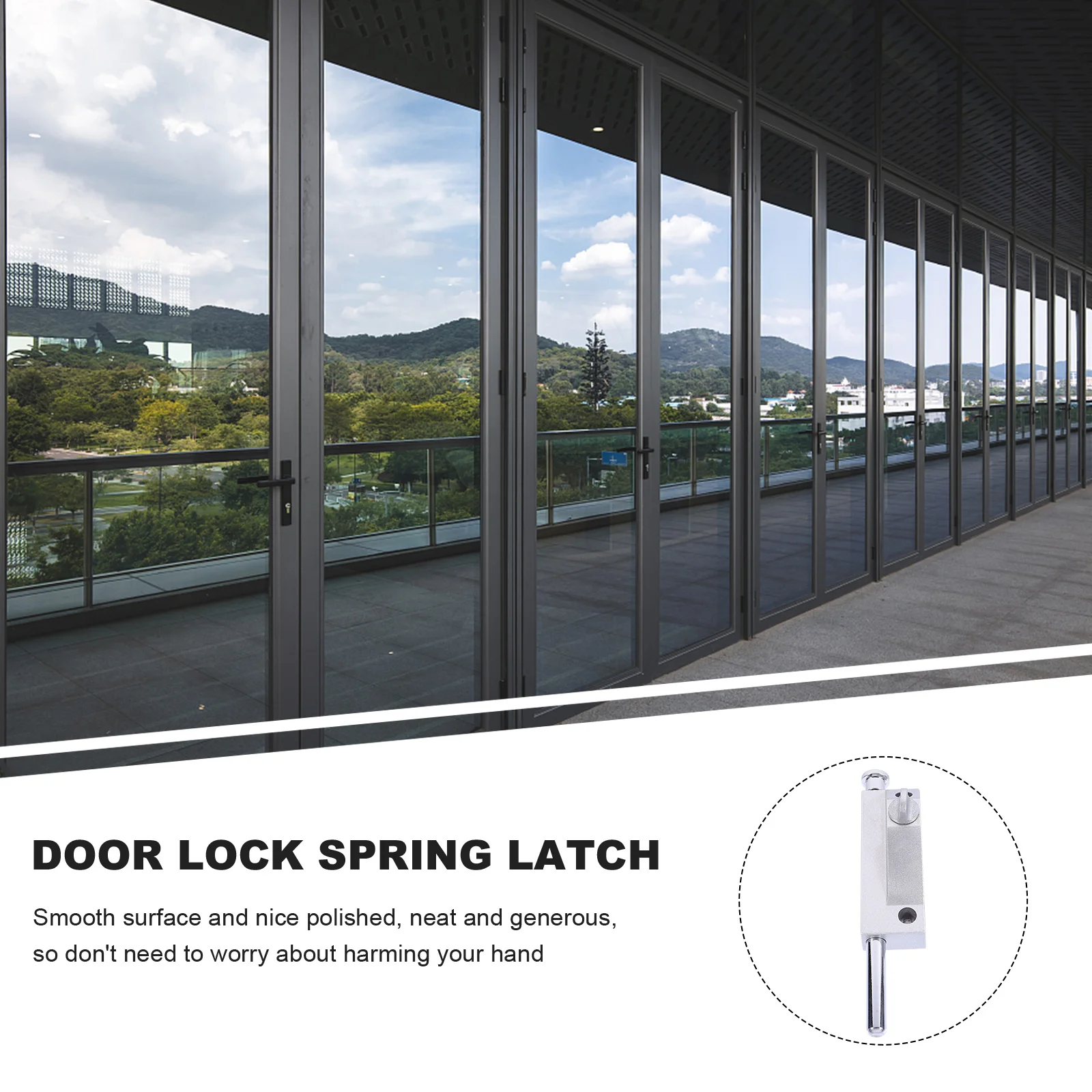 

Security Door Lock Zinc Alloy Spring Latch Foot Bolt Lock Sturdy Corrosion Resistant Easy to Install for Wood Doors