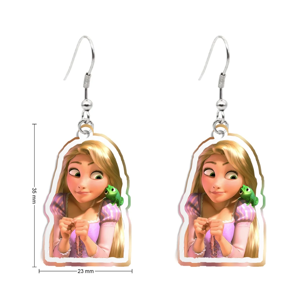 Disney Rapunzel Princess Transparent Resin Earring Hook for Women Girls Jewelry Cute Design Earrings Accessories Party Gift