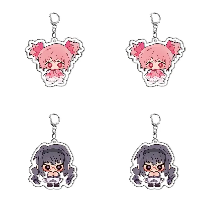 Cute Anime Puella Magi Madoka Magica Figures Kaname Madoka Akemi Homura Cosplay Acrylic Key Chains Bag Accessories Fans Gifts