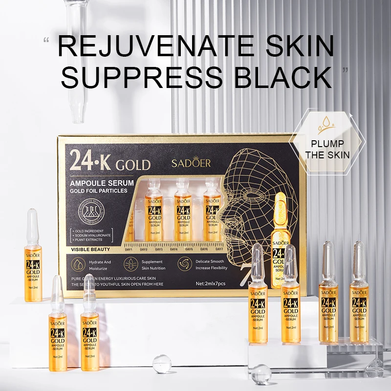 

SADOER 24k gold ampoule Facial Essence Moisturizing Gold Hyaluronic Acid Serum Brightening Hydrating Face Beauty Skin Care