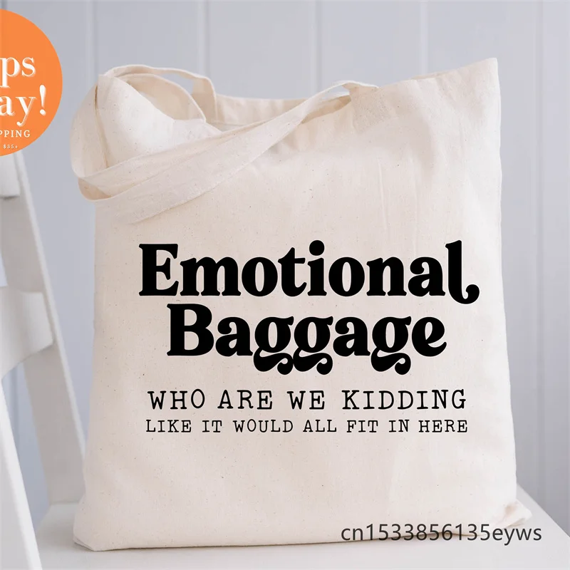 Emotional Baggage Graphic Hipster Cartoon Print Shopping Tote Bags Girls Pacakge Hand Bag