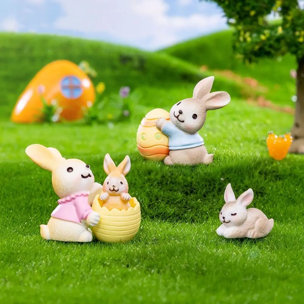 الراتنج البسيطة أرنب عيد الفصح تمثال متعدد الألوان بيضة عيد الفصح مصغرة Knickknacks المشهد الصغير اكسسوارات الكرتون الأرجواني تمثال #2