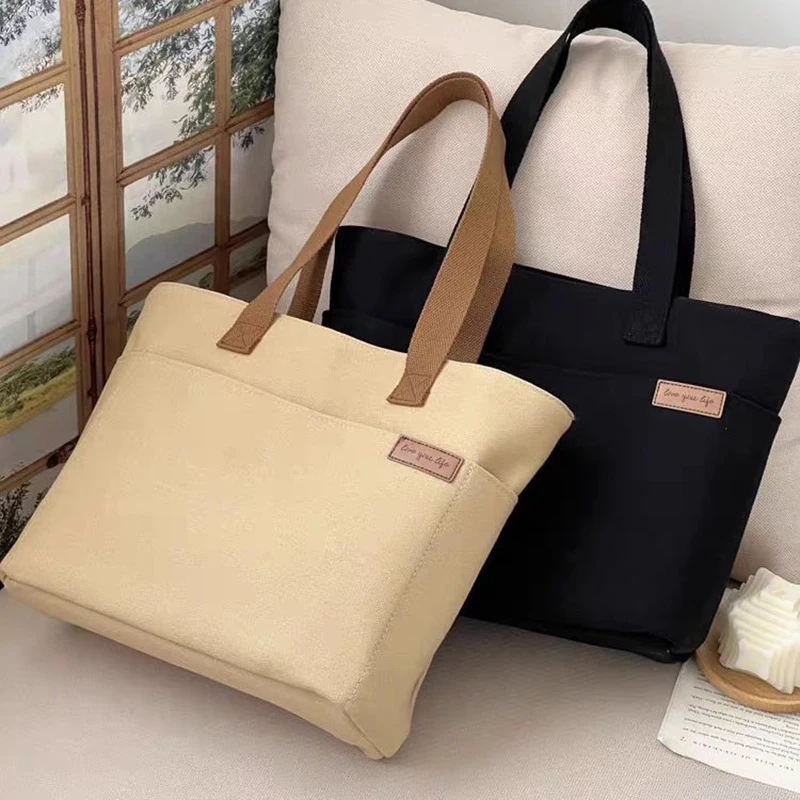 .New Canvas Tote Bags For Women Large Capacity Single Shoulder Bag Student Classes Commute Carrying Bag Ladies Casual Handbags.