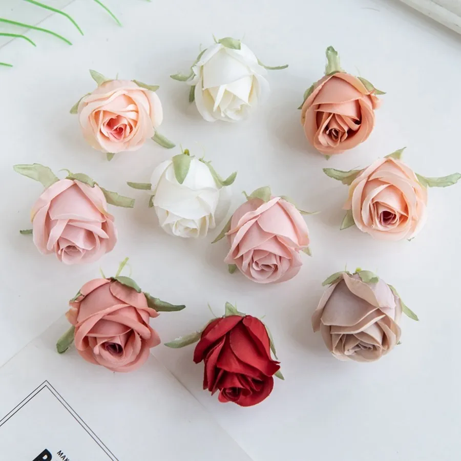 50/100PCKünstliche Blumen Hause Outdoor Garten Hochzeit Wand Dekor DIY Festival Kranz Sammelalbum Zubehör Seide Rose Köpfe geschenk
