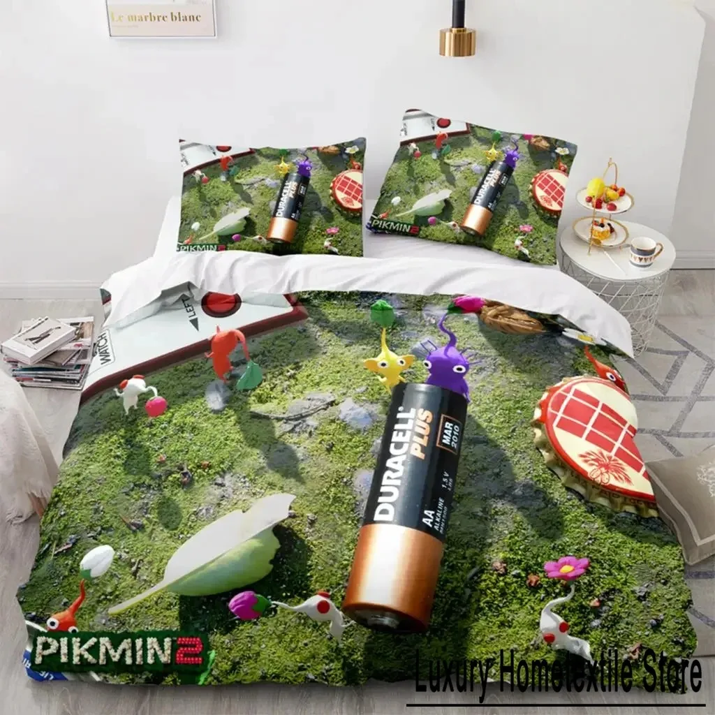 Cartoon Game Pikmin Bedding Set Boys Girls Twin Queen Size Duvet Cover Pillowcase Bed Kids Adult Fashion Home Textile