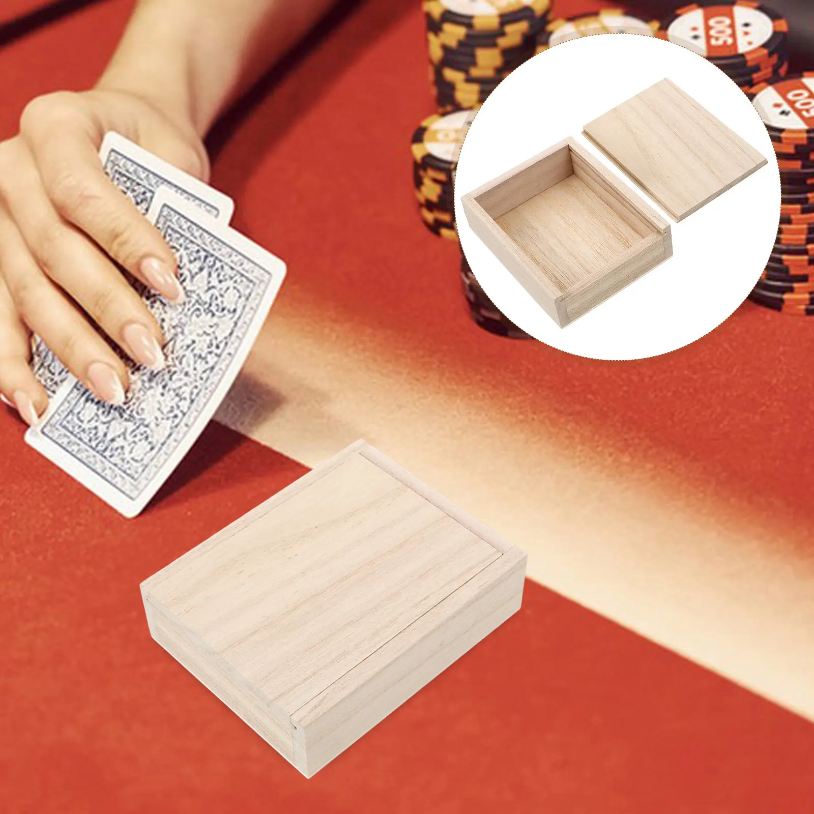 

Playing Card Carrying Case Container Display Cases for Wood Trading Organizer Storage