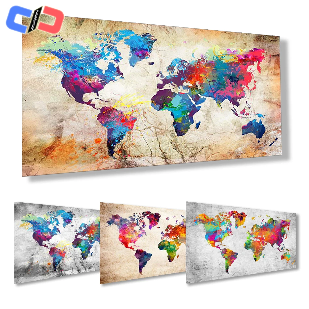 Pieno quadrato/rotondo pittura diamante mappa del mondo 5D fai da te diamante ricamo vendita paesaggio mosaico immagine di strass decorazioni per la