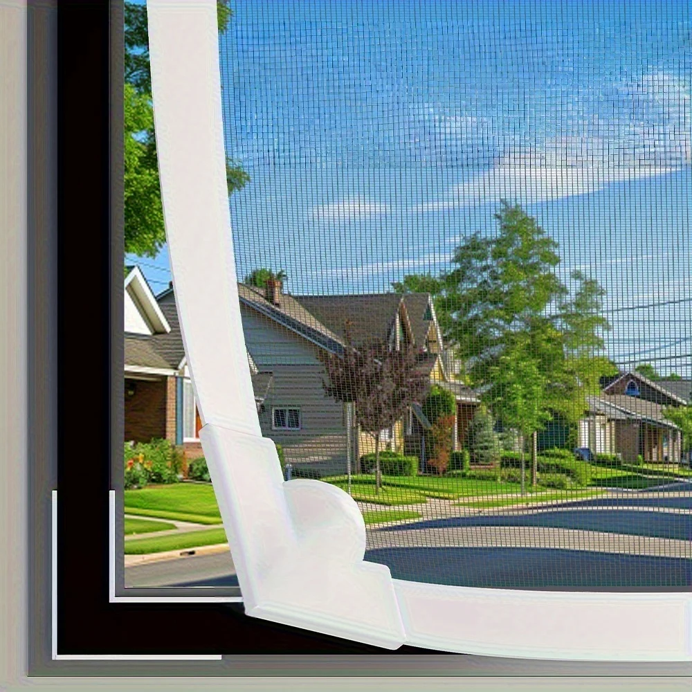 Verstellbares Magnetisches Fenster-Fliegengitter DIY Fenster-Fliegengitter Weißer Rahmen mit Grauem Netz Selbstklebend und Einfach zu Installieren Geeignet Neu