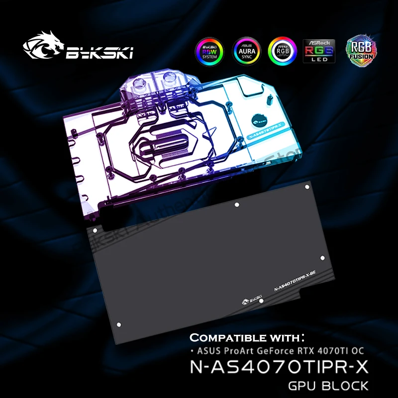 Bykski  N-AS4070TIPR-X GPU Water Block For Asus ProArt GeForce RTX 4070TI OC Graphics Card,VGA Cooling Copper Radiator