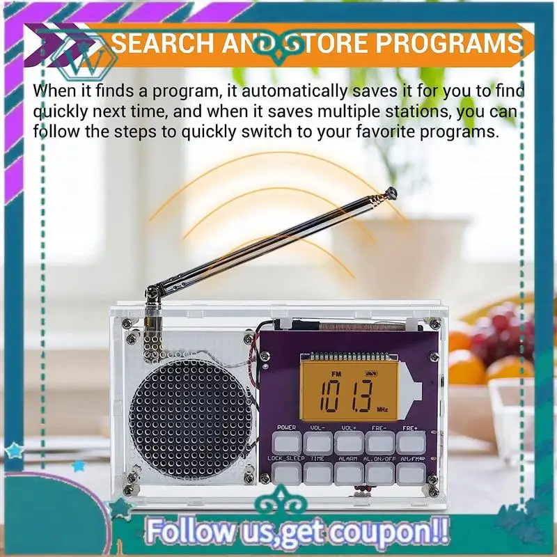 ترقية لتقوم بها بنفسك طقم راديو رقمي راديو رقمي شاشة الكريستال السائل تجميع عدة FM 87-108MHZ مع ساعة للطلاب الجذعية تعلم التدريس #5