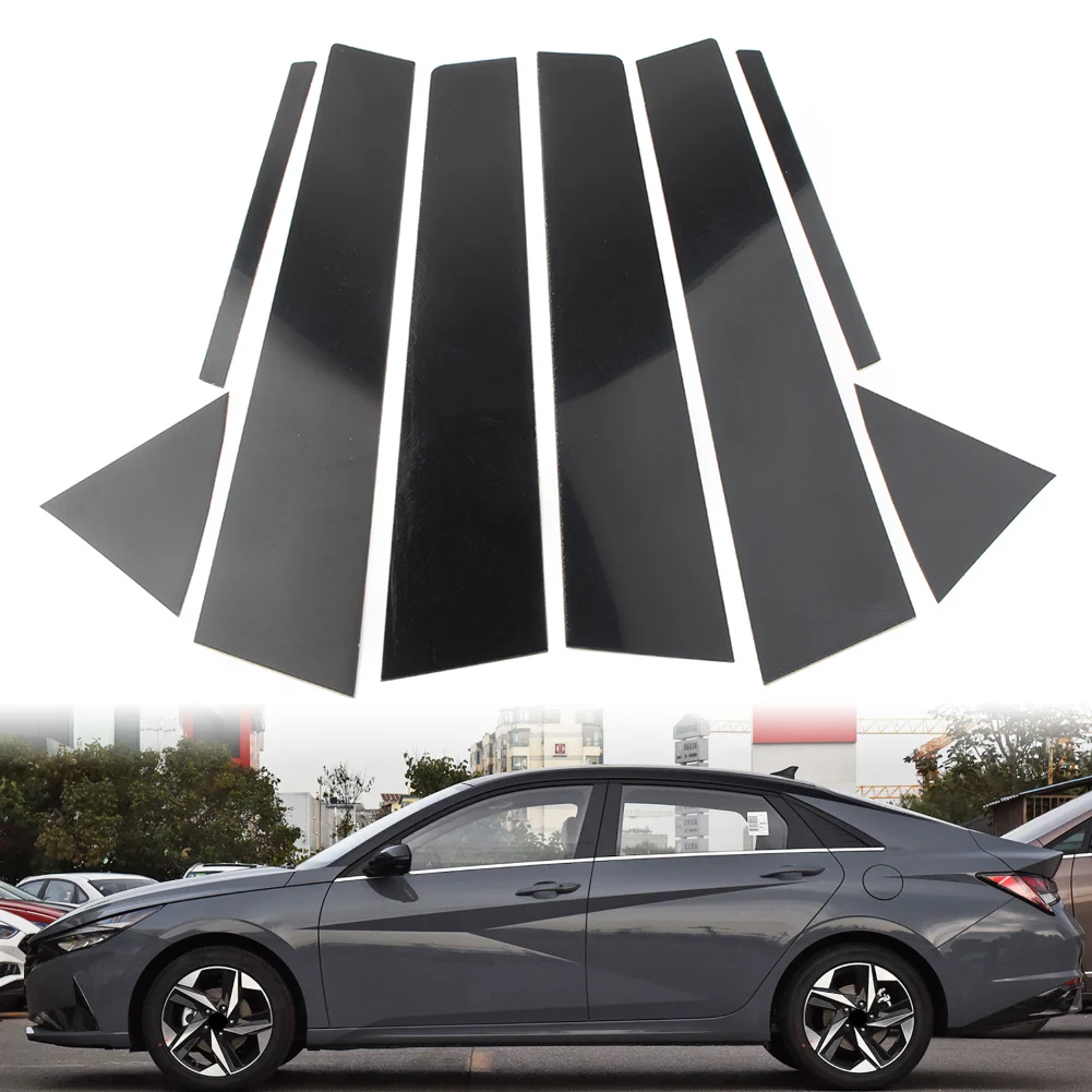 

Gloss Black Auto Pillar Posts Door Window Trim Decorative Cover Car Accessories For Hyundai Elantra Sedan 2017 2018 8Pcs