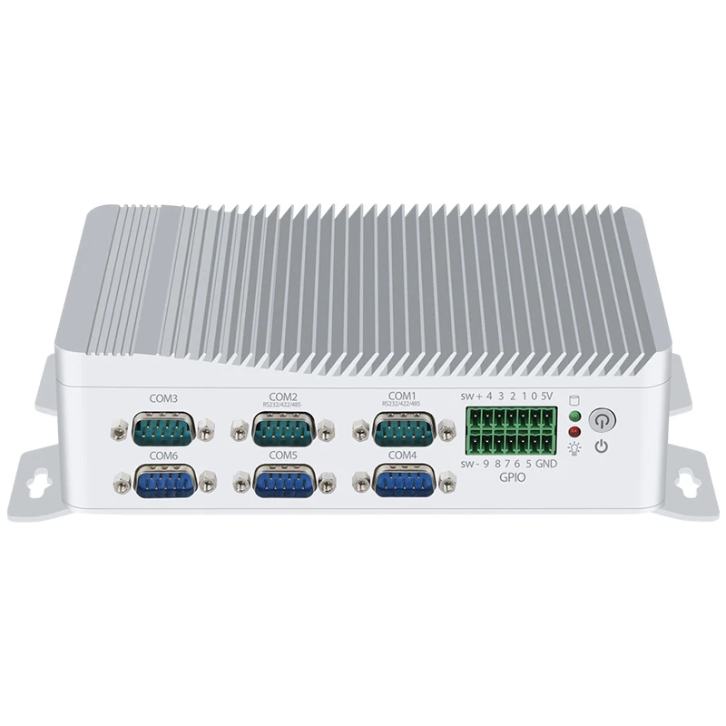 XCY كمبيوتر صناعي صغير Intel N100 CPU 6 * DB9 منافذ تسلسلية GPIO 6xUSB 2x LAN DDR5 M.2 NVMe SSD WiFi 4G SIM Watchdog Win10/11 Linux