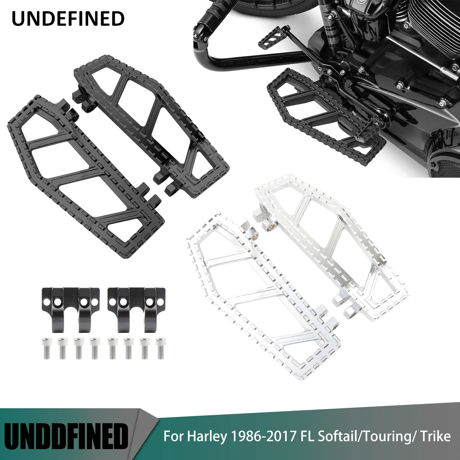 Motorcycle Riot Floorbroads Footrest Footpegs Pedal Black/Chrome For Harley Softail Fat Boy Touring Road King 86-2022 Dyna FLD