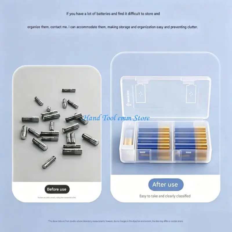 H37F Household Battery Box with Tester Section, Plastic Storage Case for Drawer Storage, Carry Bag Use, Utility Shelf Placement